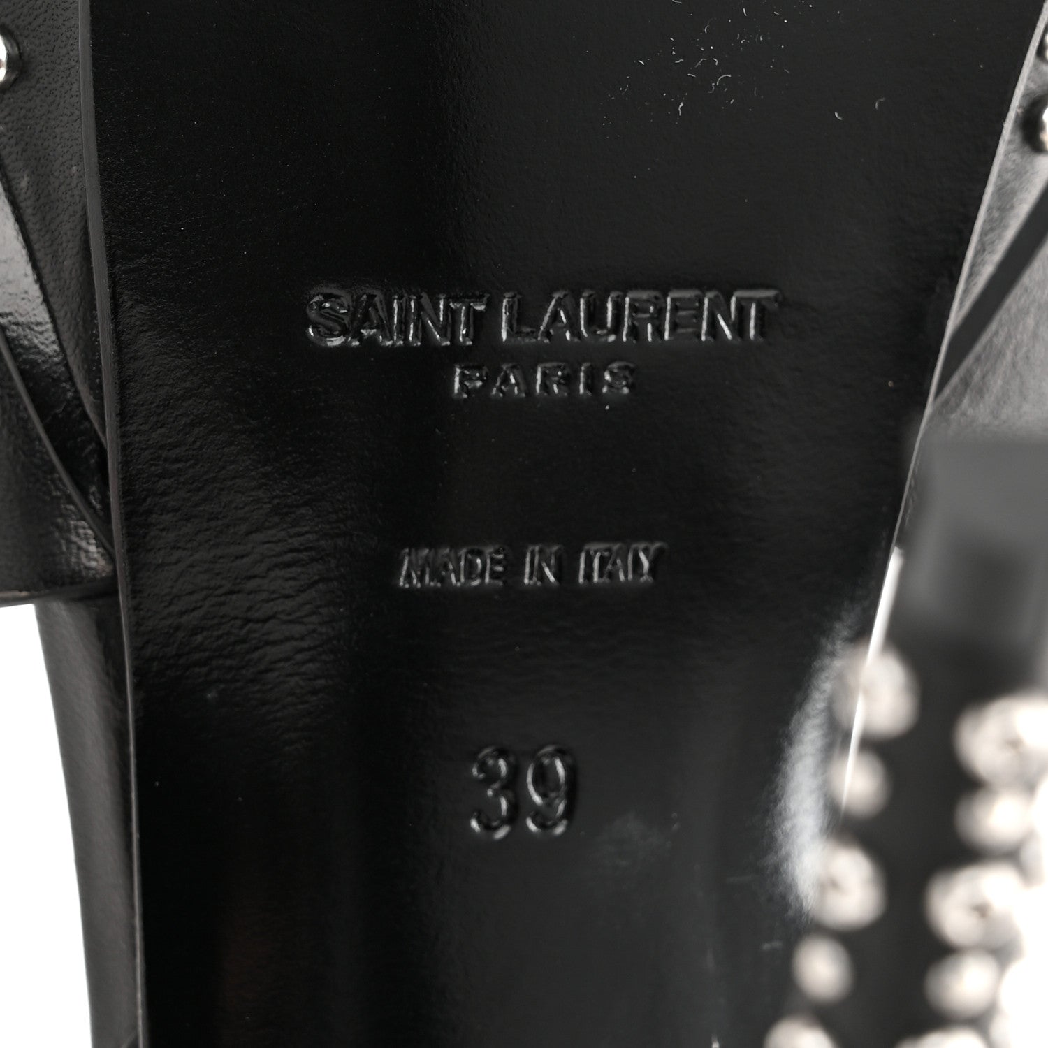 Saint Laurent Calfskin Eyelet Studded Tribute 105 Platform Sandals 39 Black 6 of 9