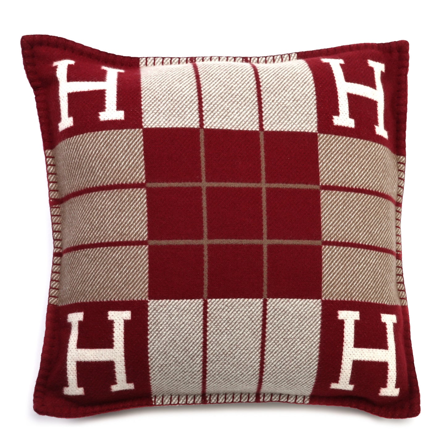 Wool Cashmere Avalon III Pillow PM Ecru Rouge