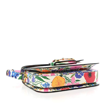 Gucci X KEN SCOTT New Shangai Calfskin Jardin D'Avril Floral Print Horsebit 1955 Shoulder Bag Ivory Pink Wild Rose 4 of 11