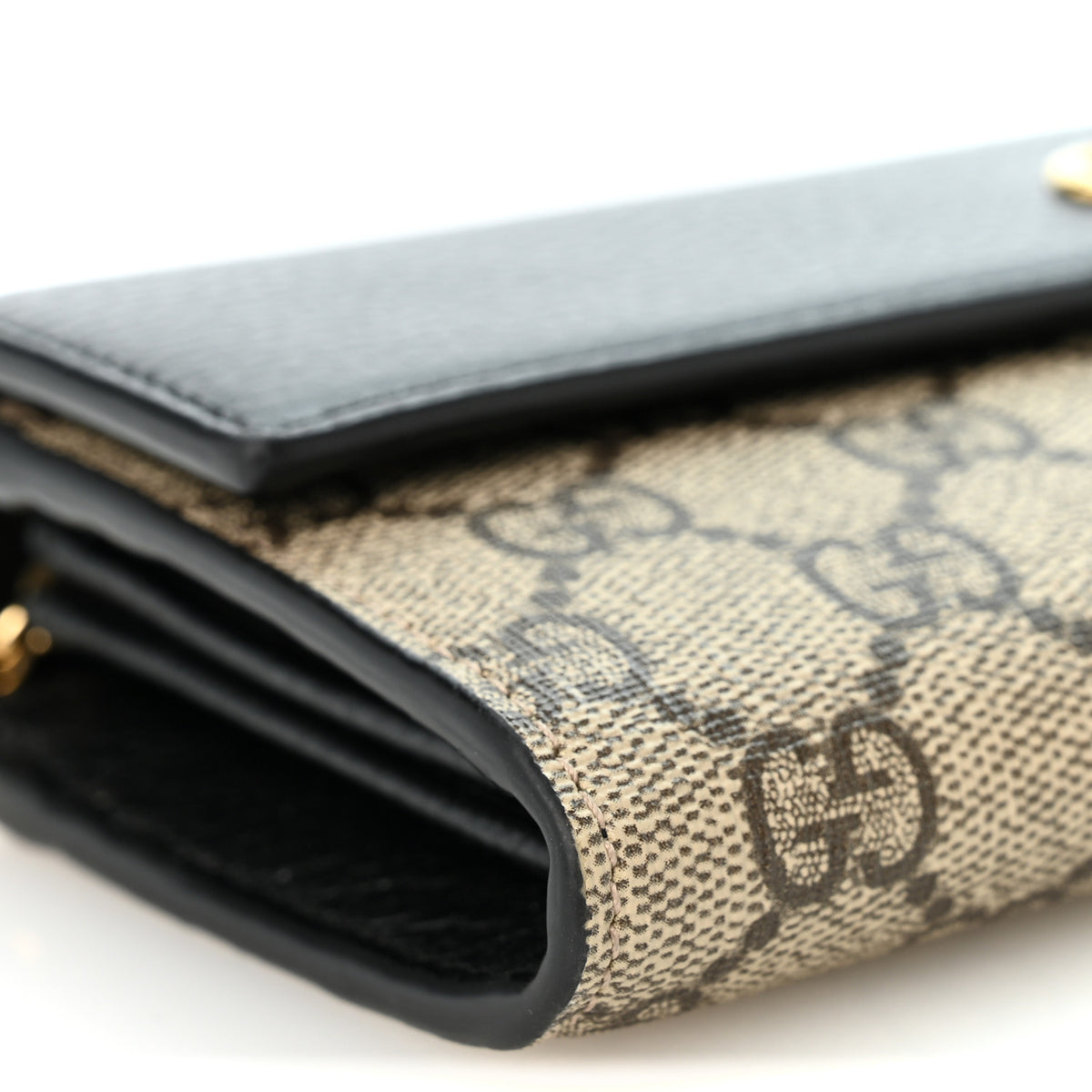 Gucci Dollar Calfskin GG Supreme Monogram Petite GG Marmont Wallet Chain Bag Black Beige Ebony 9 of 10