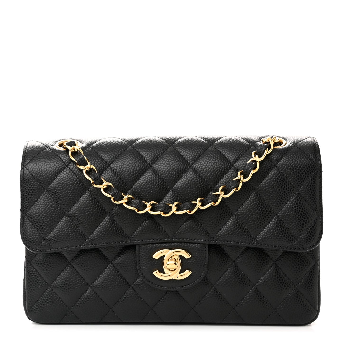 Caviar Quilted Small Double Flap Black