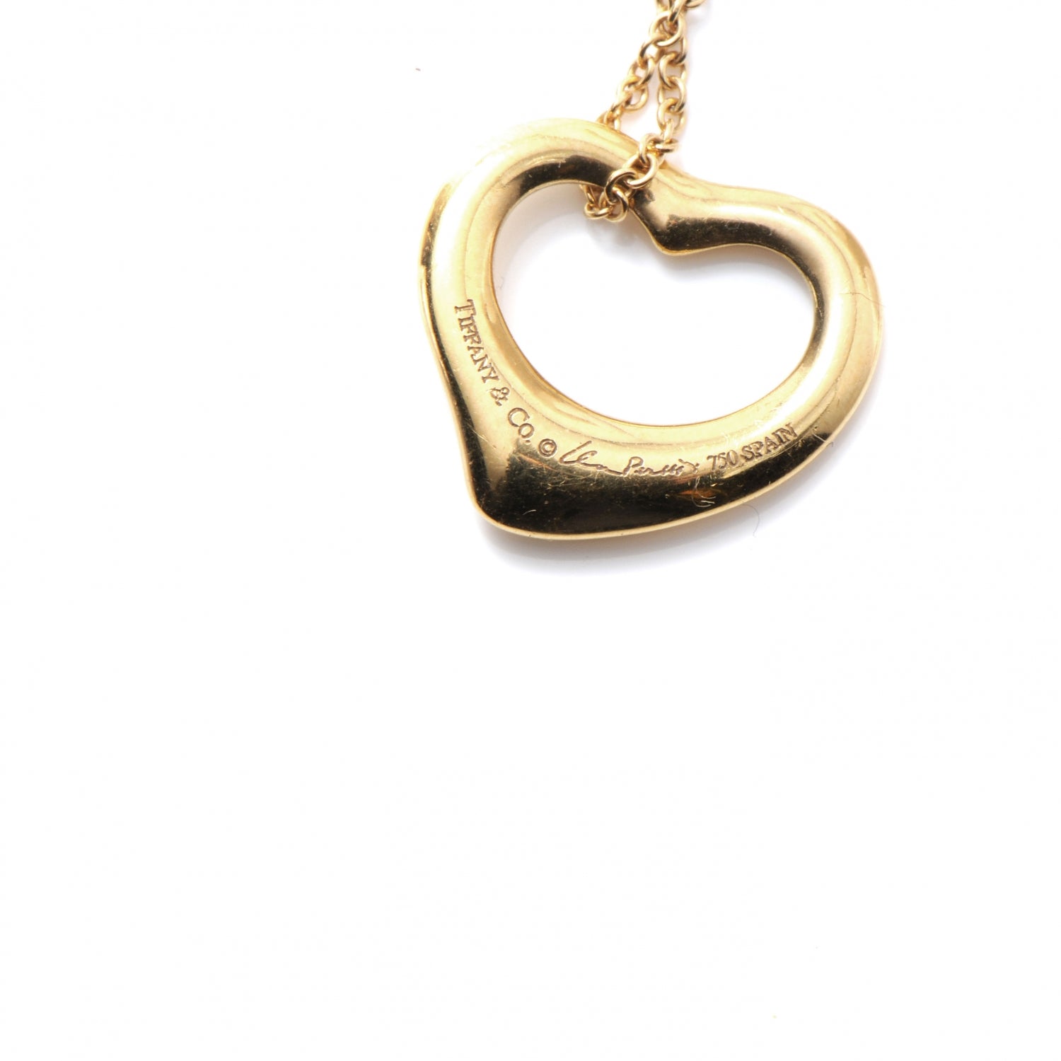 Tiffany 18k Gold Open Heart Pendant Elsa Peretti Necklace 5 of 5
