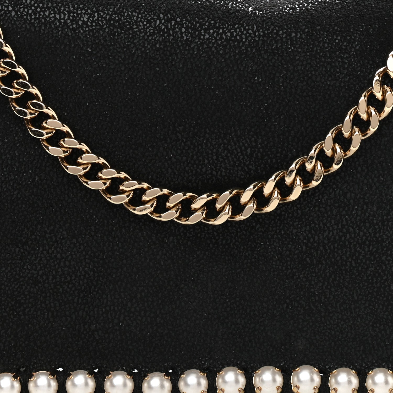 Stella McCartney Shaggy Deer Pearl Studded Falabella Crossbody Clutch Black 8 of 10