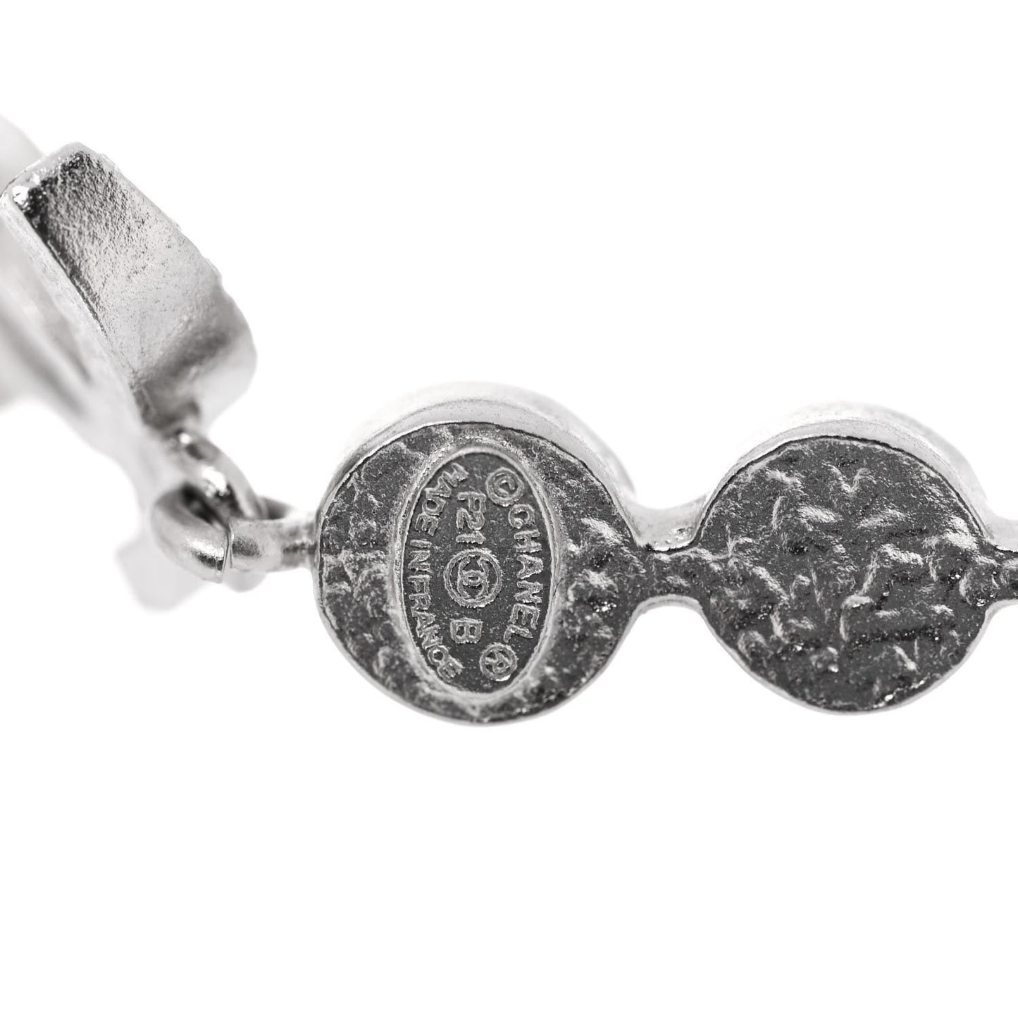 Crystal CC Drop Earrings Silver