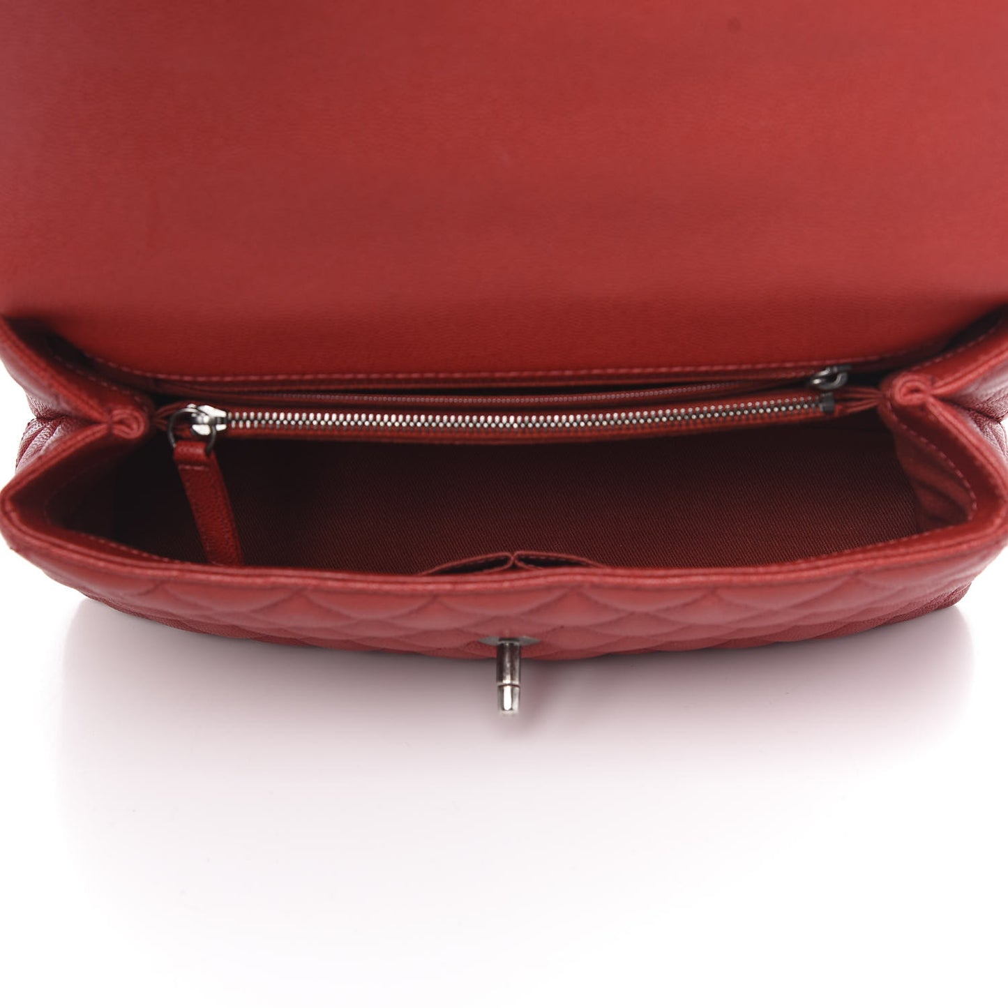 Caviar Quilted Small Coco Handle Flap Red