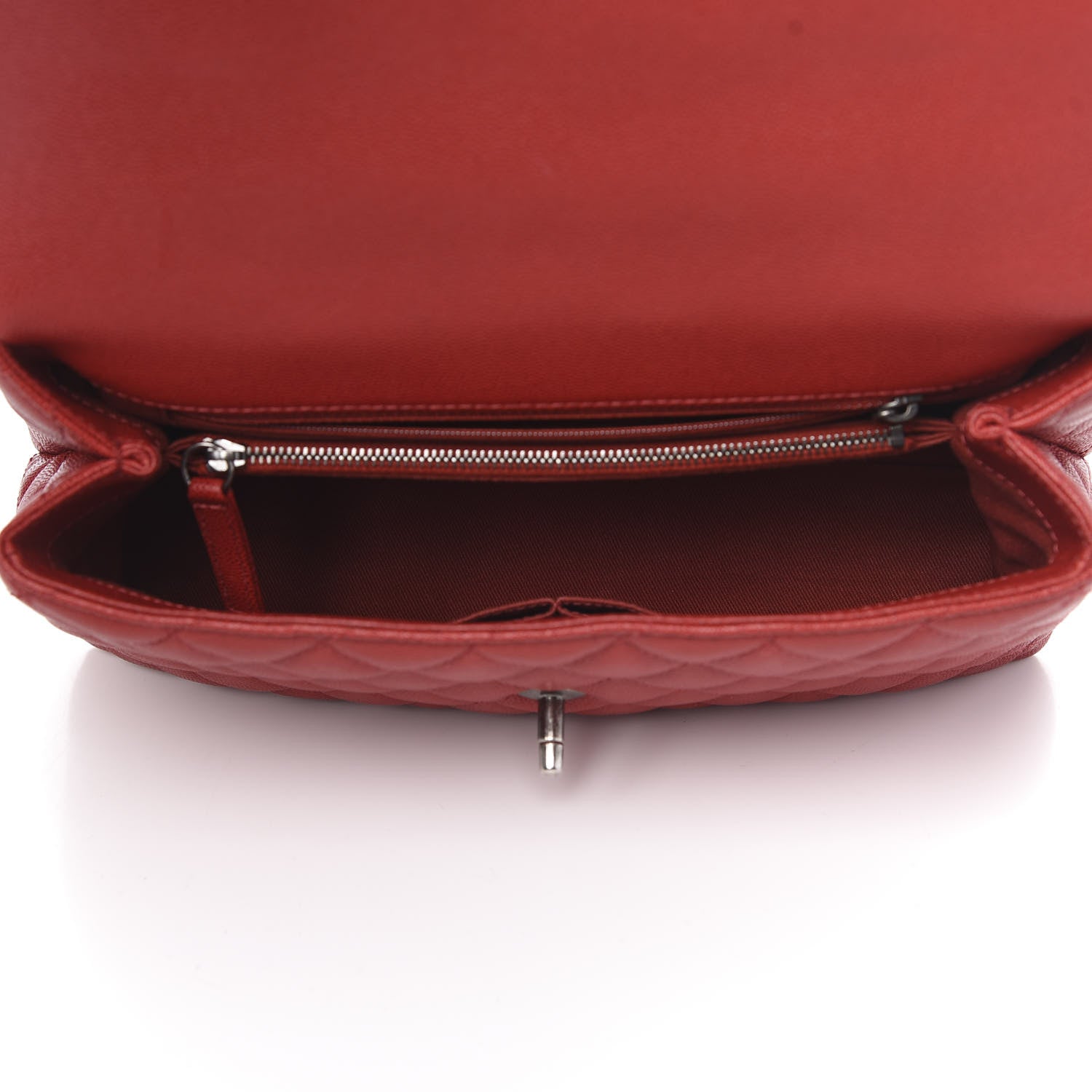 Chanel Caviar Quilted Small Coco Handle Flap Red 6 of 11