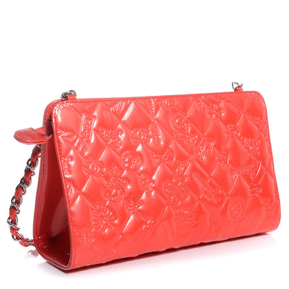 Chanel Patent Calfskin Lucky Symbols Pochette Light Red 3 of 7