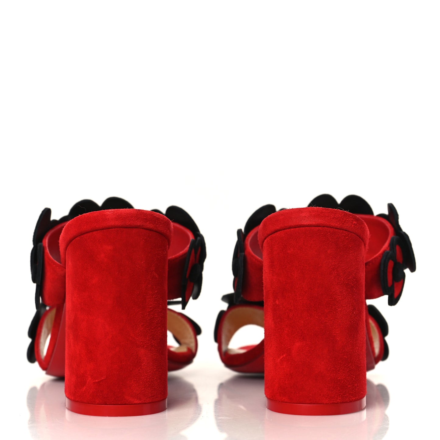 Veau Velours Tres Pansy 85 Slide Sandals 37.5 Red Black