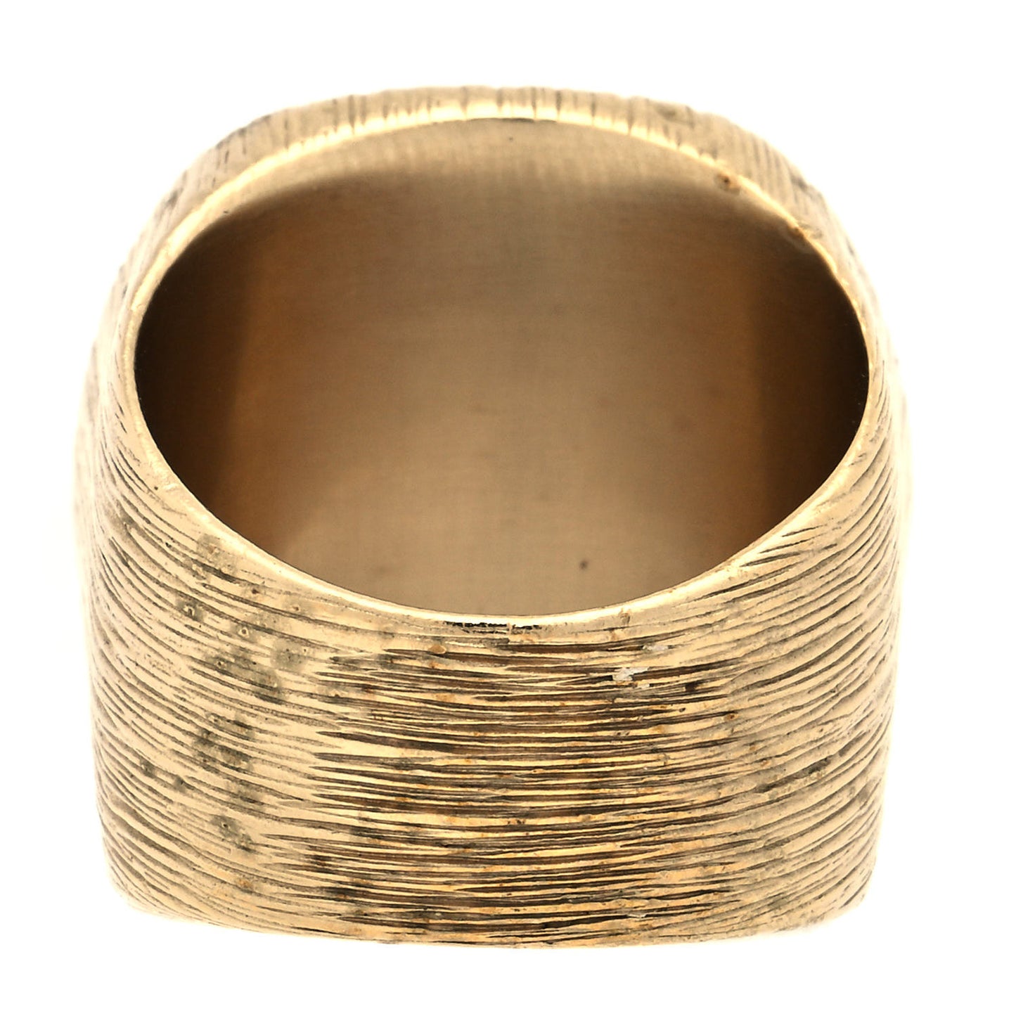 Metal Quilted CC Ring 6 Gold Pearly White