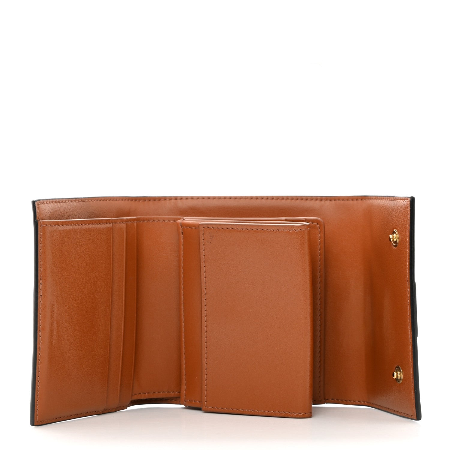 Celine Canvas Triomphe Lambskin Folded Compact Wallet Tan 5 of 8