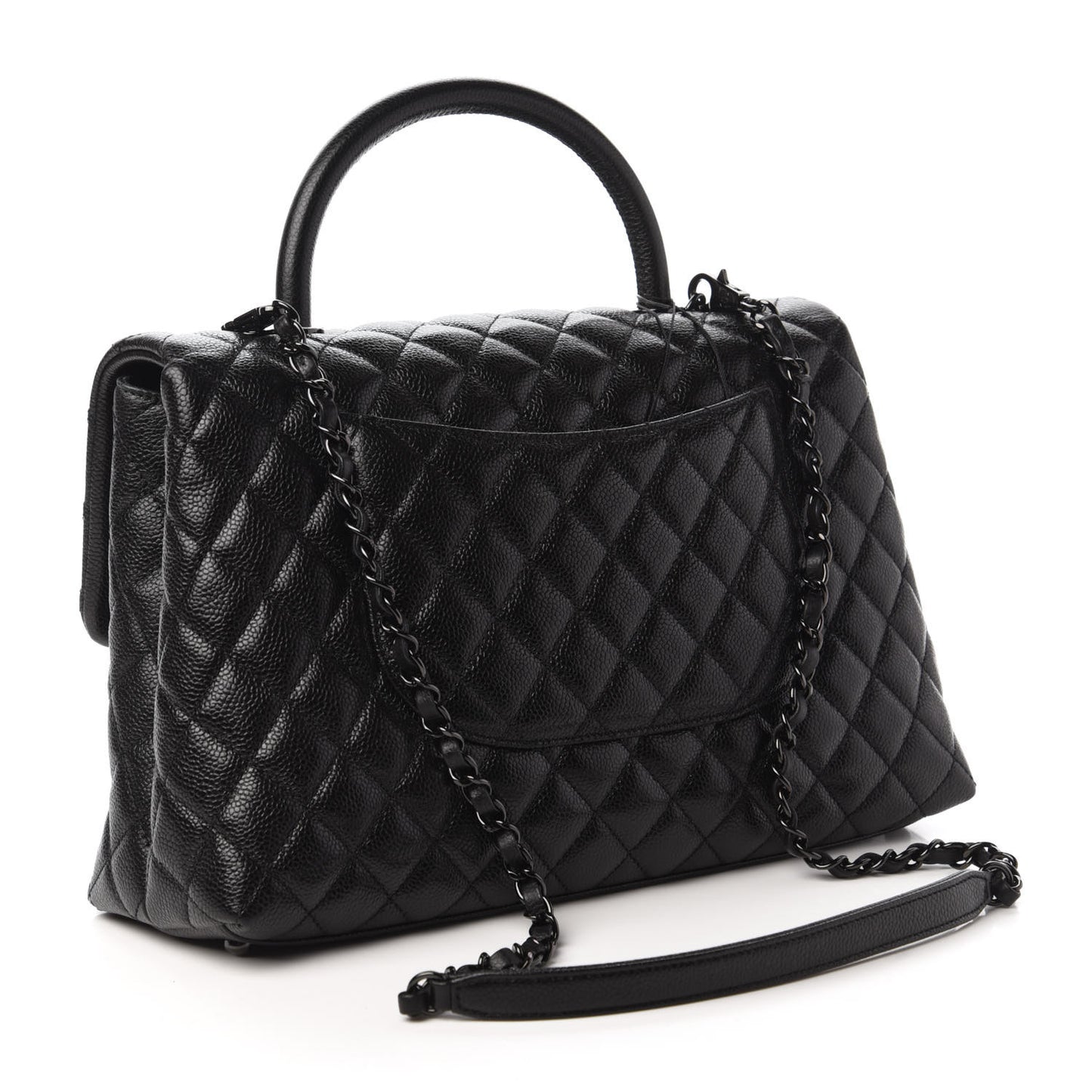 Caviar Quilted Medium Coco Handle Flap So Black