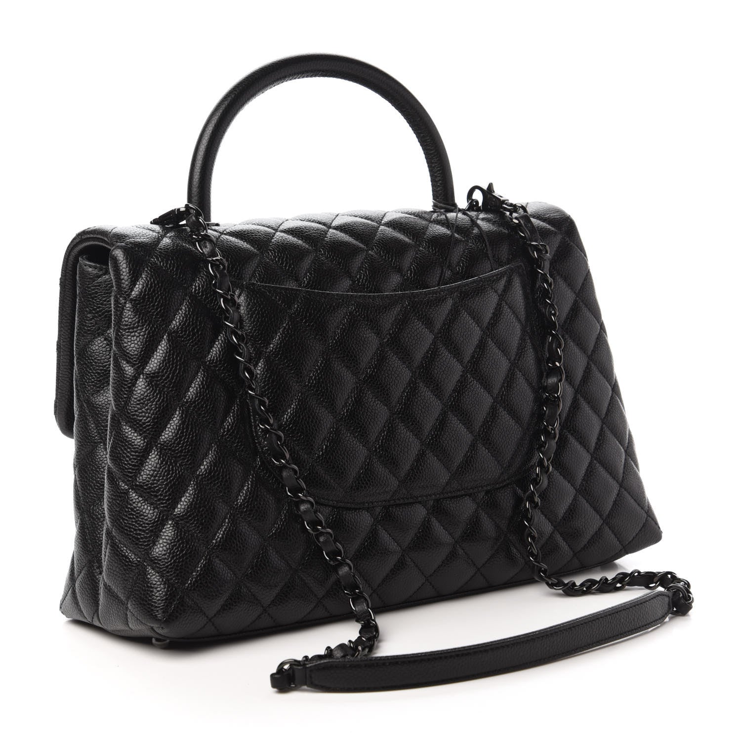 Chanel Caviar Quilted Medium Coco Handle Flap So Black 3 of 10