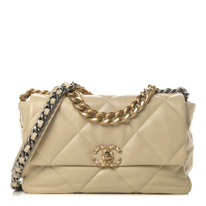 Chanel Lambskin Quilted Large Chanel 19 Flap Beige 1 of 11