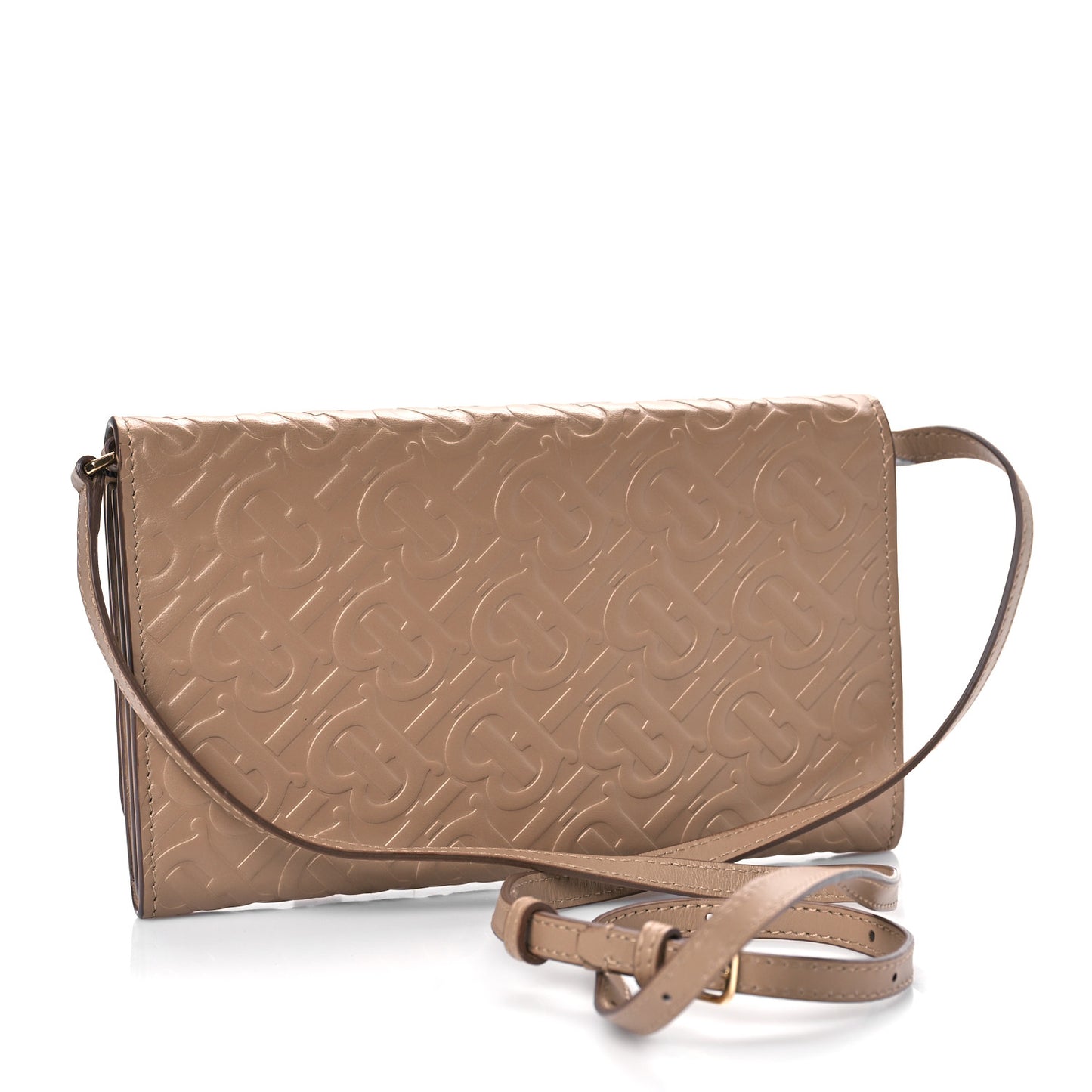 Calfskin Embossed Monogram Crossbody Light Camel