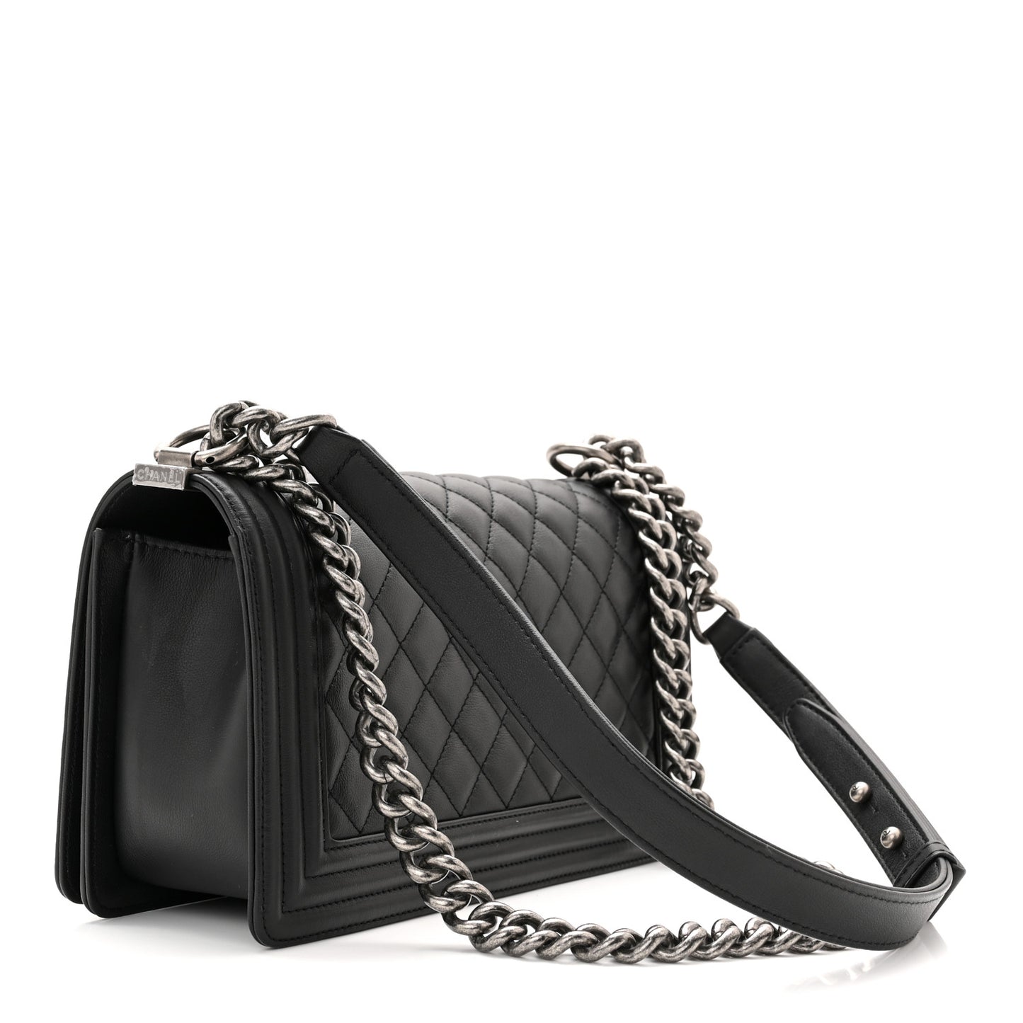 Calfskin Quilted Medium Boy Flap Black