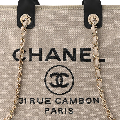 Chanel Mixed Fibers Medium Deauville Tote Beige Black 8 of 10