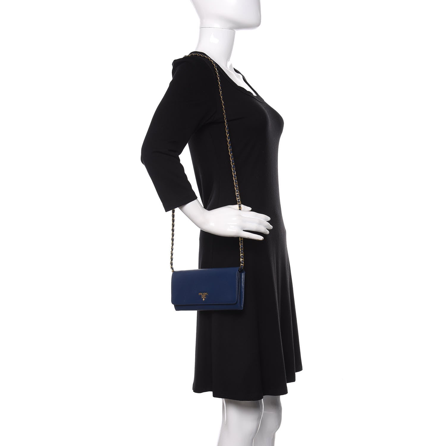 Prada Vitello Move Chain Wallet Bleuette 2 of 10