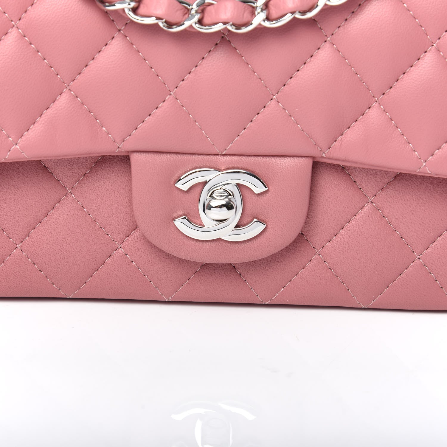 Chanel Lambskin Quilted Mini Rectangular Flap Pink 10 of 11