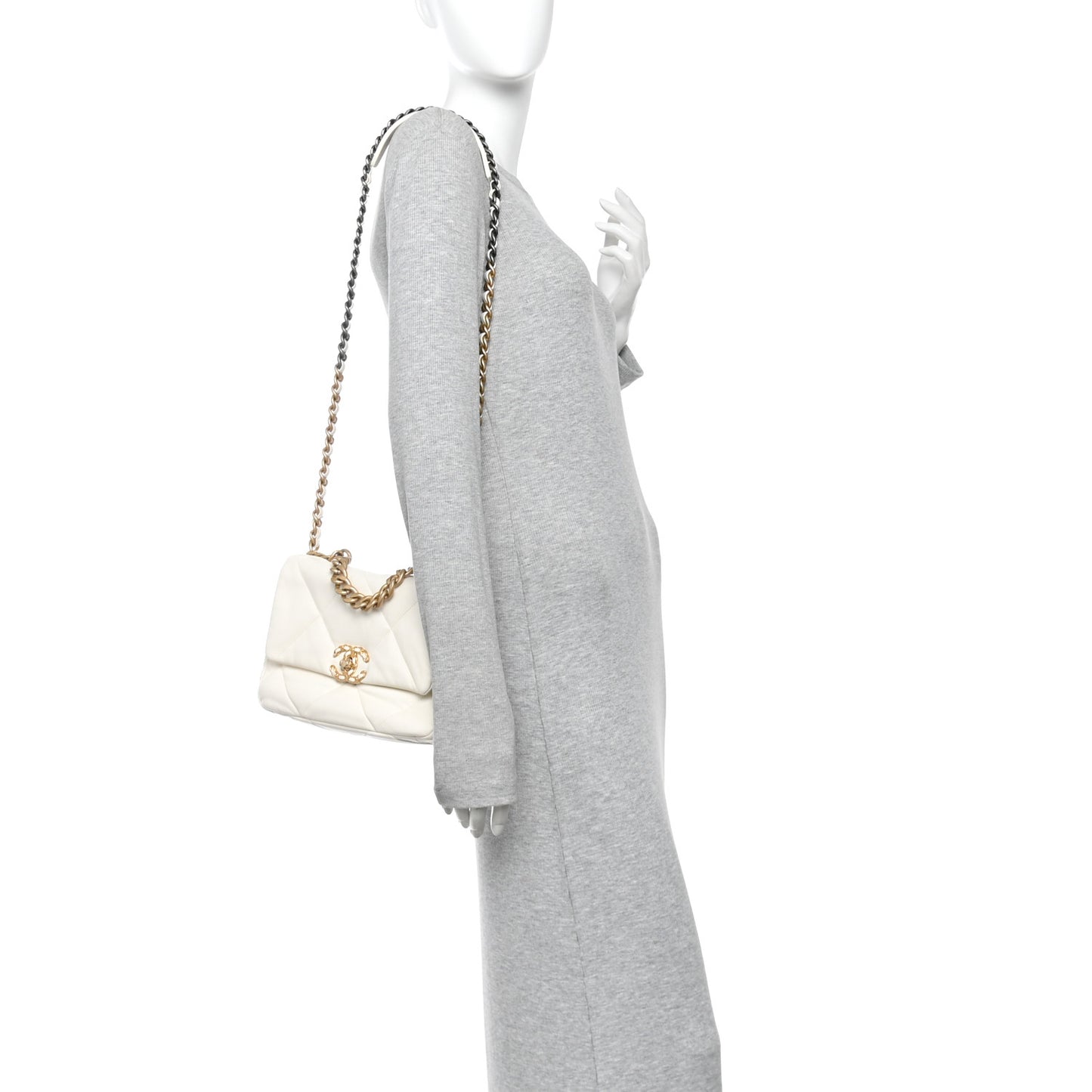 Lambskin Quilted Medium Chanel 19 Flap White