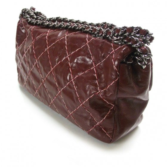 Leather Double Stitch Flap Red