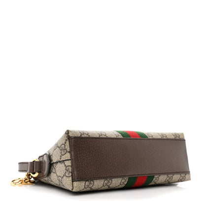 Gucci GG Supreme Monogram Textured Dollar Calfskin Web Small Ophidia Dome Shoulder Bag Beige Ebony New Acero 4 of 11