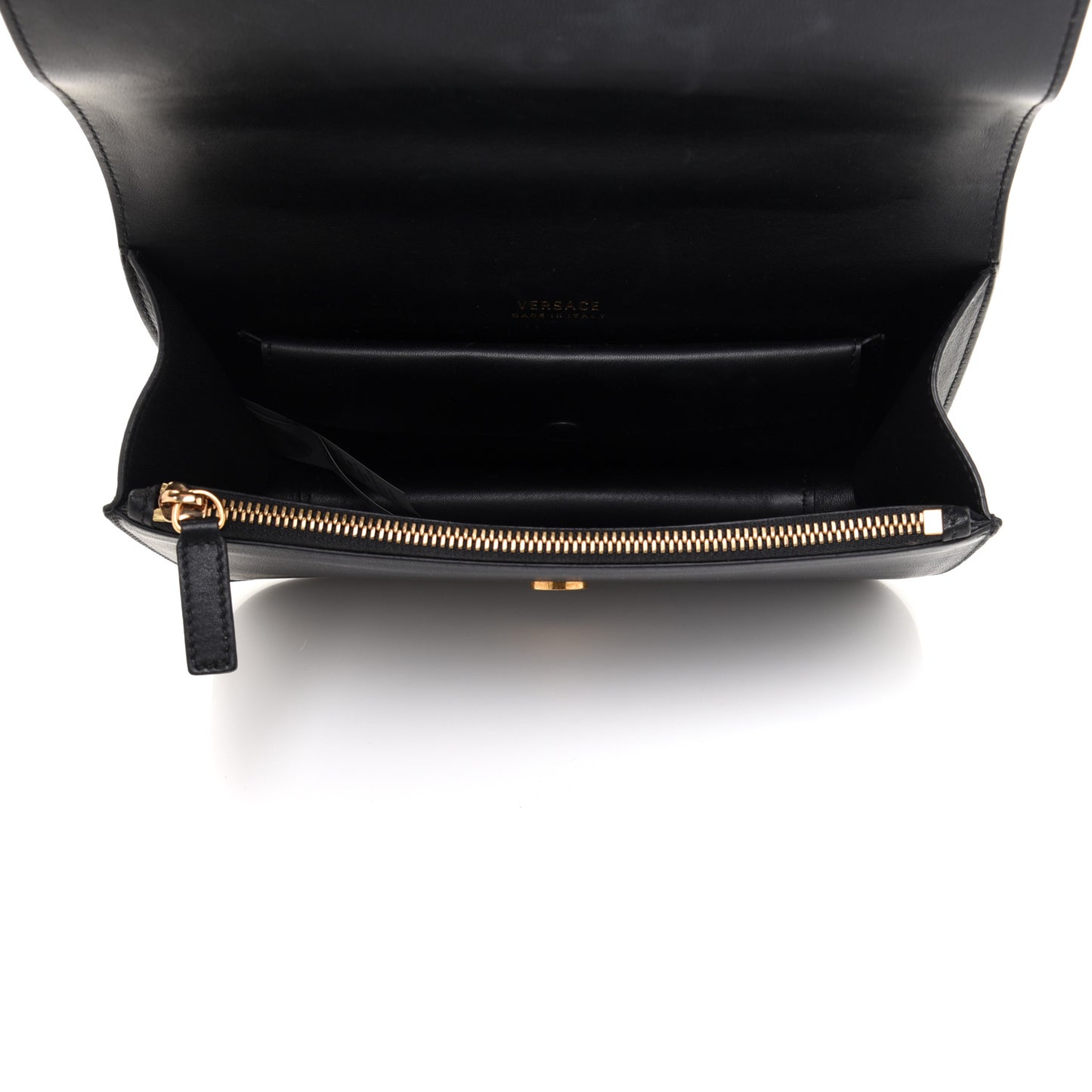 Vitello Barocco Virtus Top Handle Shoulder Bag Black