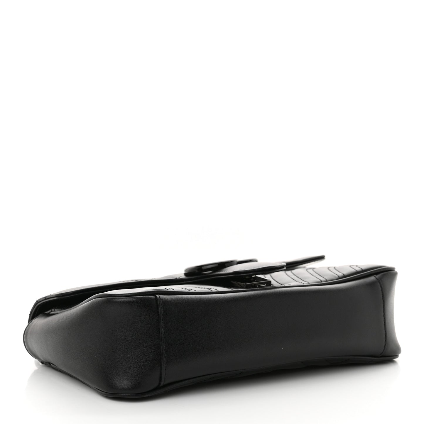 Calfskin Matelasse Monochrome Small GG Marmont Shoulder Bag Black