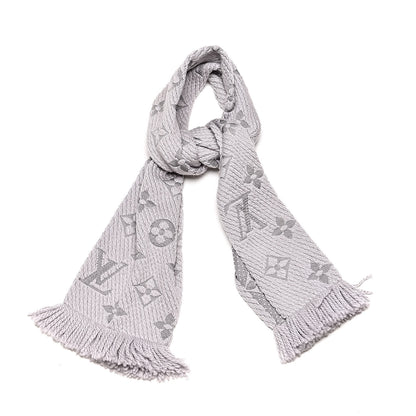 Louis Vuitton Wool Silk Logomania Scarf Pearl Grey 1 of 5