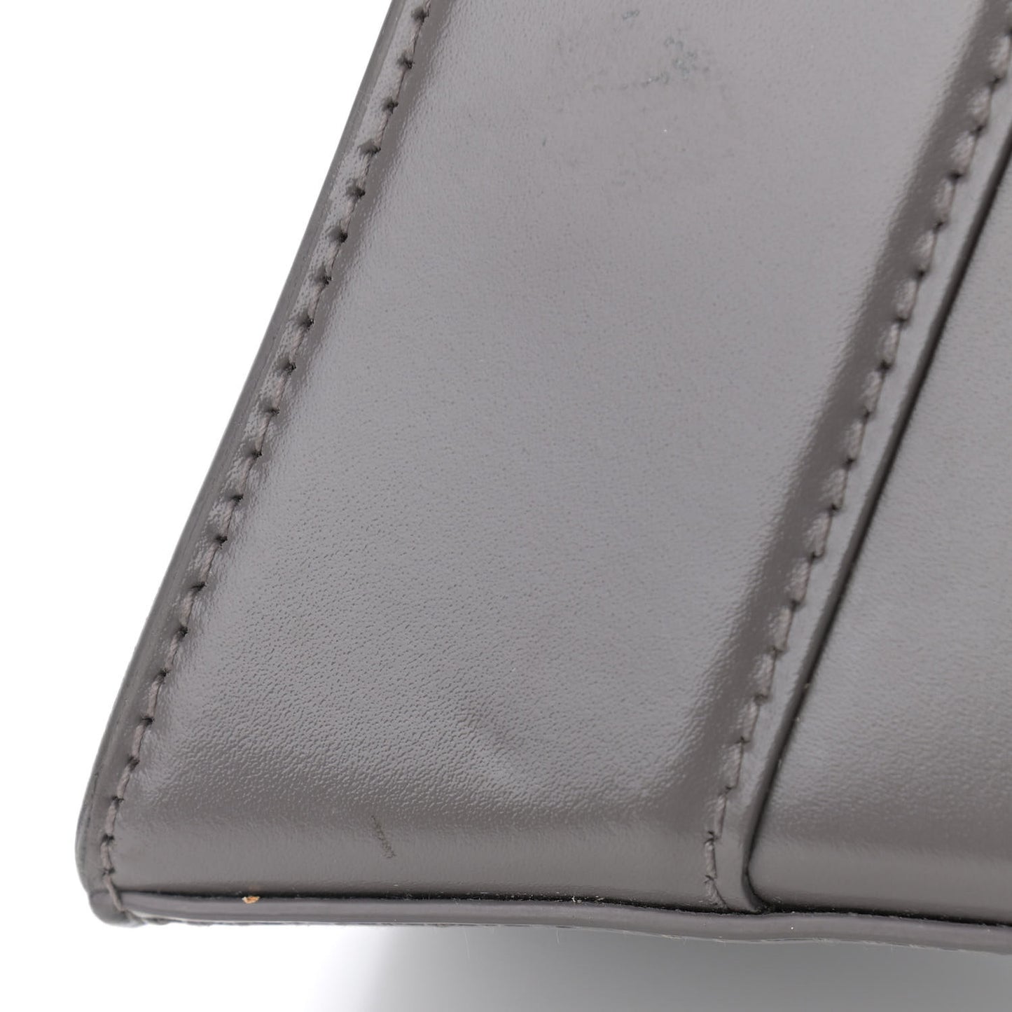 Shiny Box Calfskin Small Hourglass Top Handle Bag Dark Grey