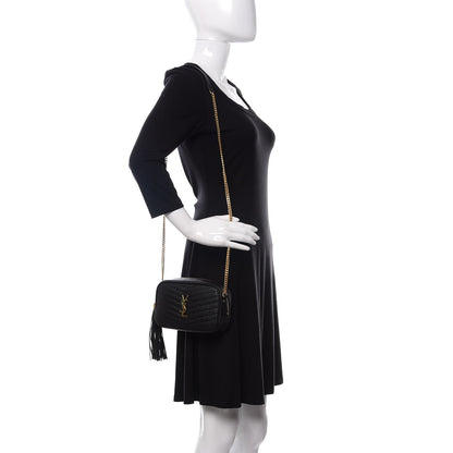 Saint Laurent Grain De Poudre Matelasse Monogram Mini Lou Camera Bag Black 2 of 9
