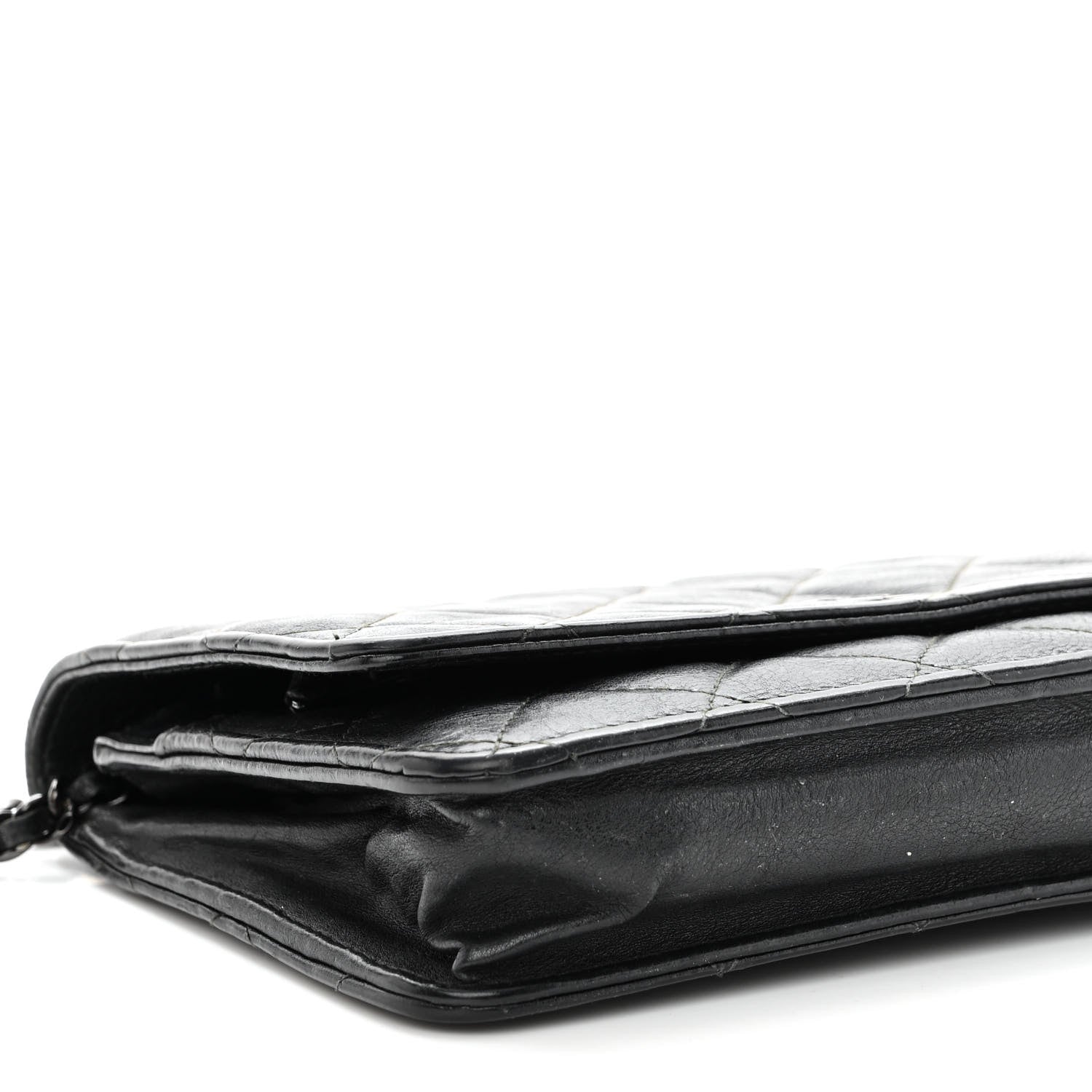Chanel Crumpled Calfskin Quilted Wallet On Chain WOC So Black 10 of 15