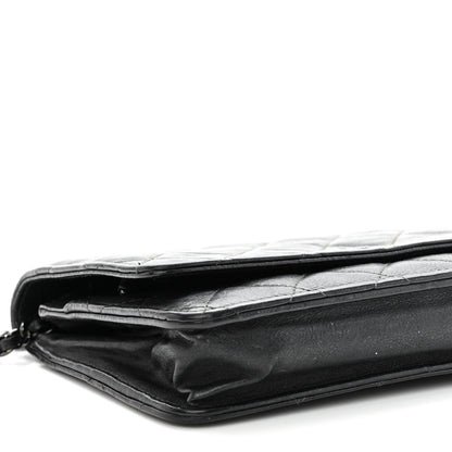 Chanel Crumpled Calfskin Quilted Wallet On Chain WOC So Black 10 of 15