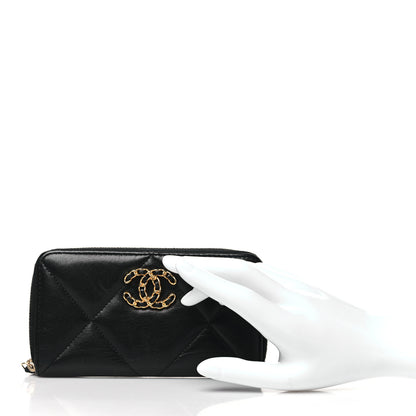 Chanel Goatskin Quilted Medium Chanel 19 Zipped Wallet Black 2 of 8