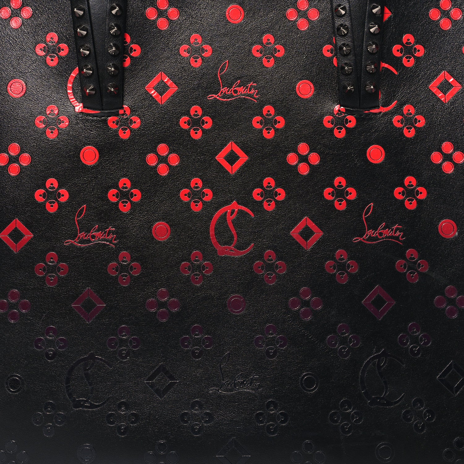 Christian Louboutin Perforated Calfskin Degrade Loubinthesky East West Cabata Tote Black Red 8 of 11