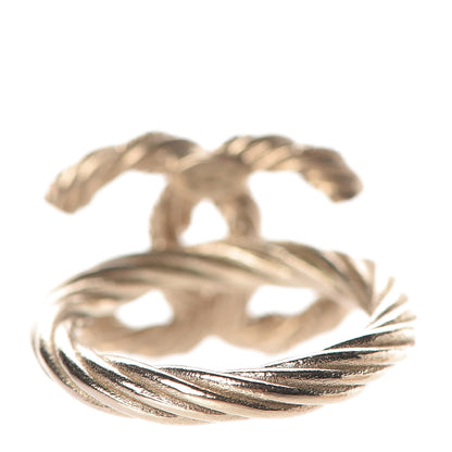 Chanel Crystal Twist CC Ring 5.75 Light Gold 3 of 5