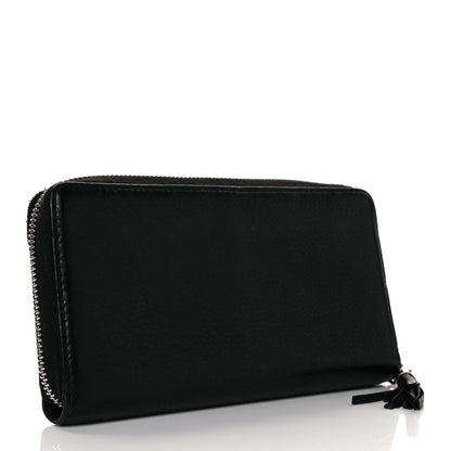 Gucci Pebbled Calfskin Studded Soho Zip Around Wallet Black 3 of 8