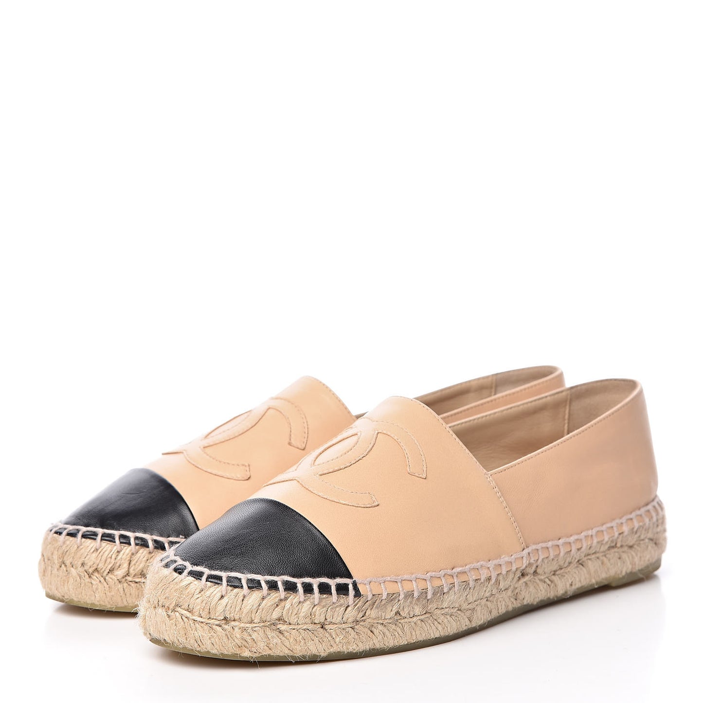 Lambskin CC Espadrilles 39 Beige Black