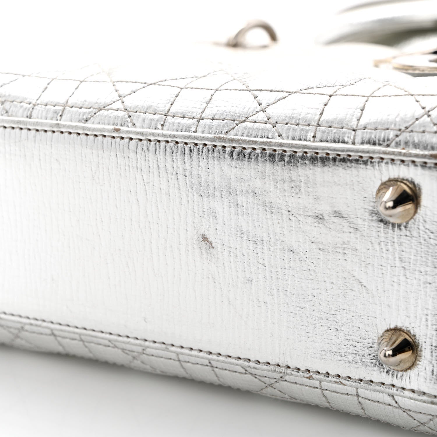 Christian Dior Metallic Grained Calfskin Cannage Small Lucky Badges My Lady Dior Silver 13 of 16
