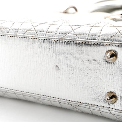 Christian Dior Metallic Grained Calfskin Cannage Small Lucky Badges My Lady Dior Silver 13 of 16