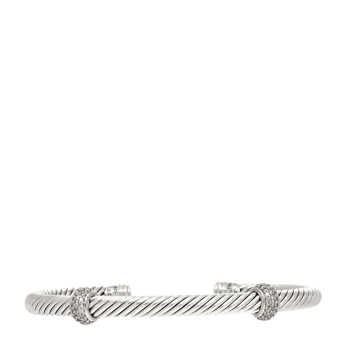 Sterling Silver 18K White Gold Diamond 5mm Cable Classics Double Station Bracelet