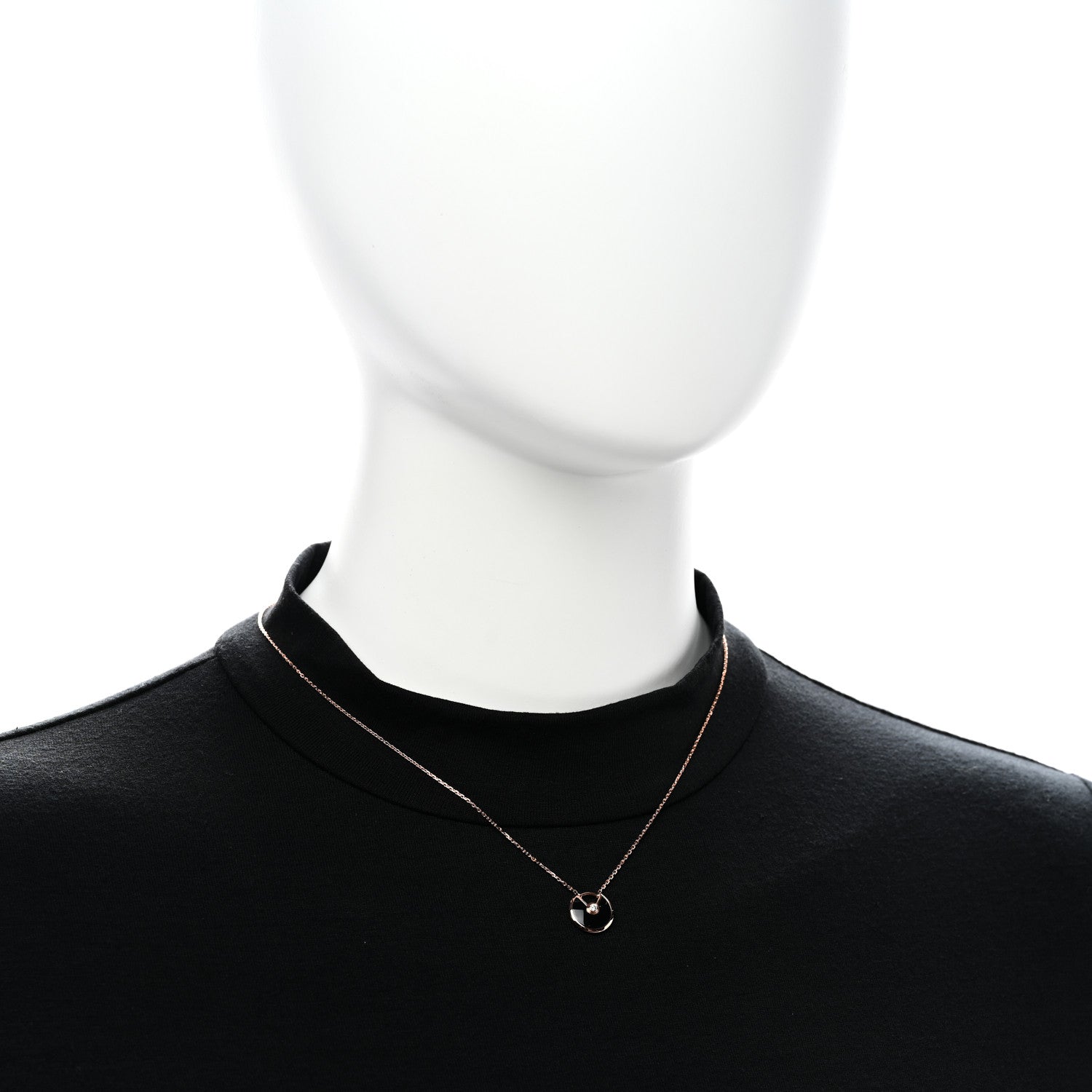 Cartier 18K Pink Gold Diamond Black Onyx XS Amulette de Cartier Pendant Necklace 2 of 5