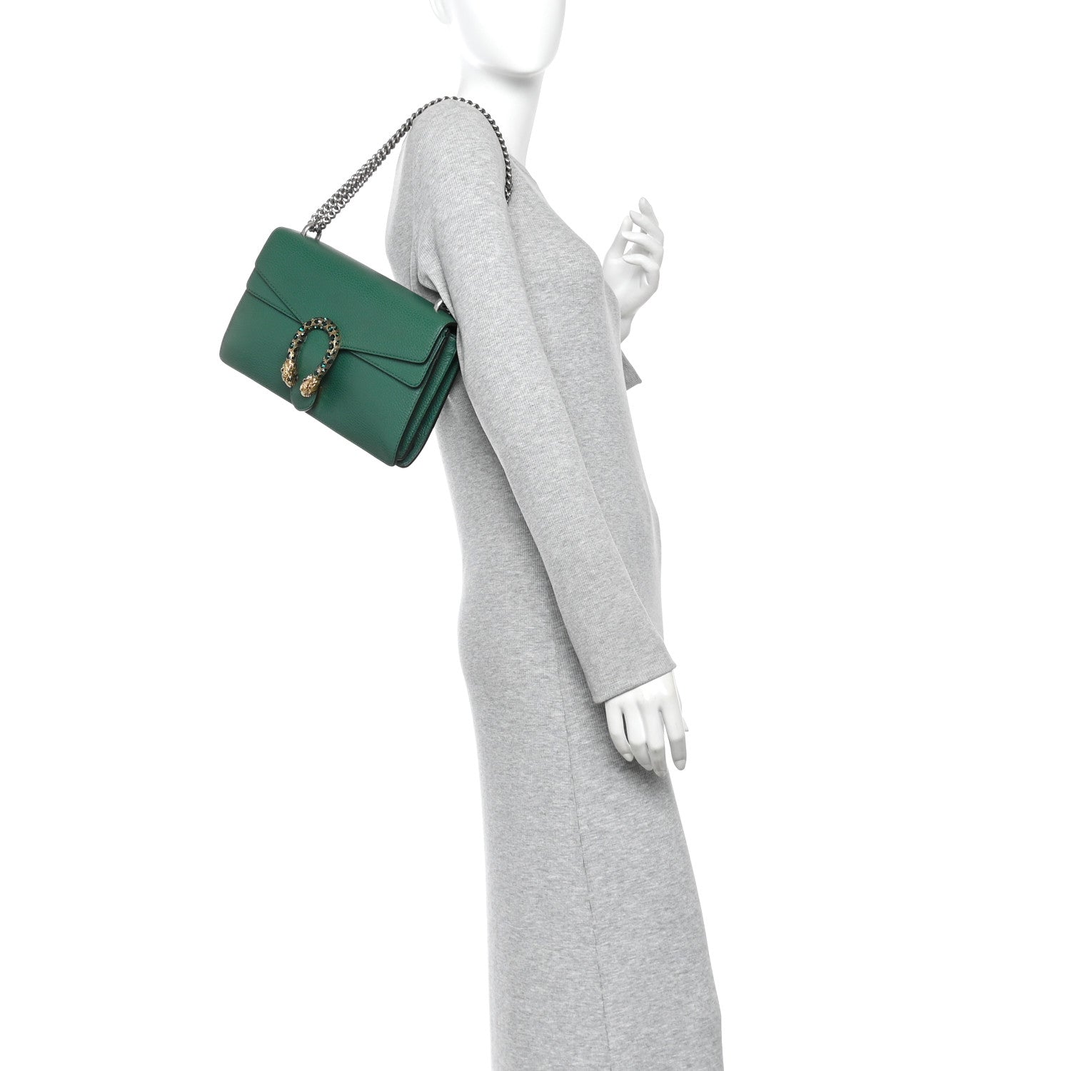 Gucci Pebbled Calfskin Small Dionysus Shoulder Bag Emerald 2 of 10