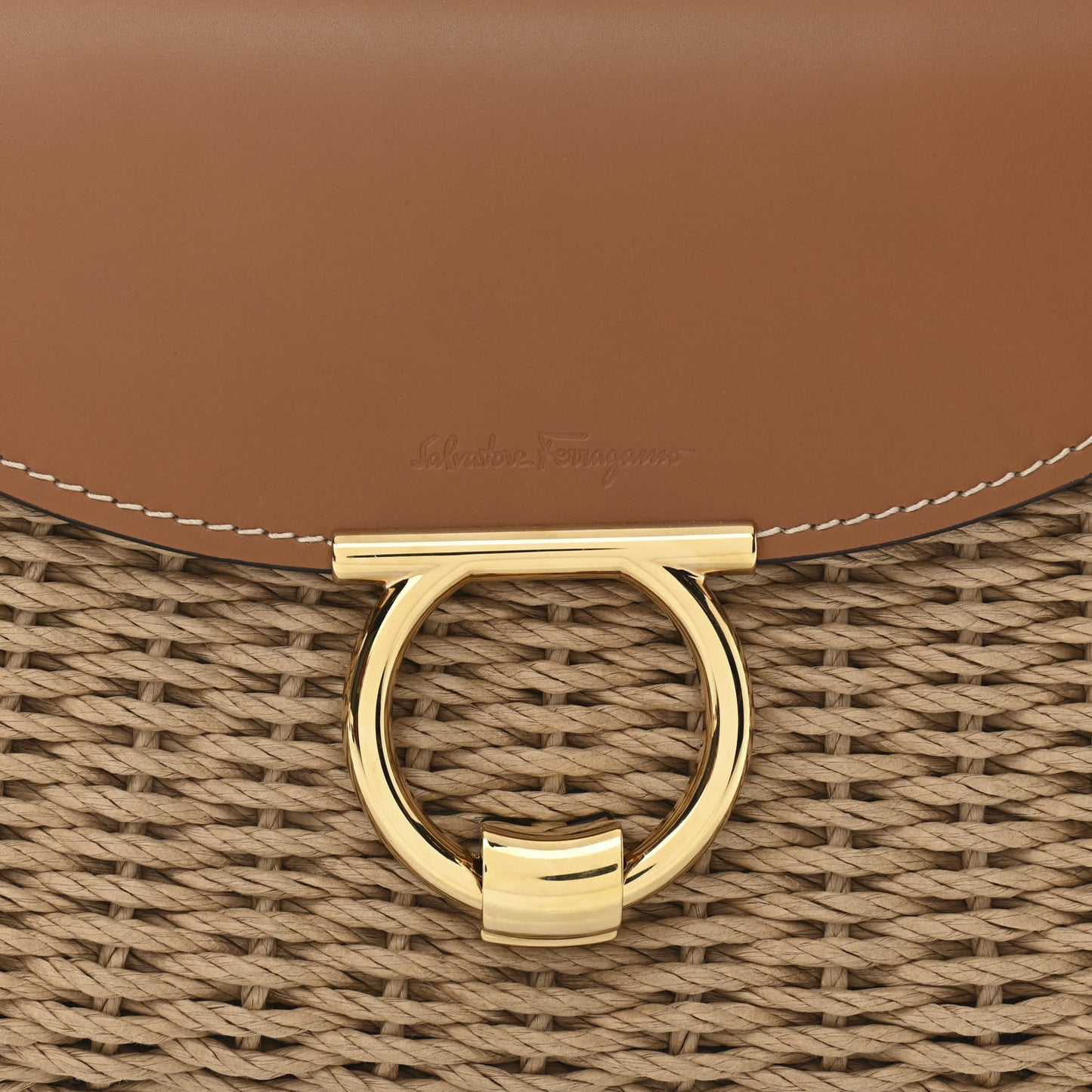Calfskin Wicker Margot Top Handle Satchel Brown