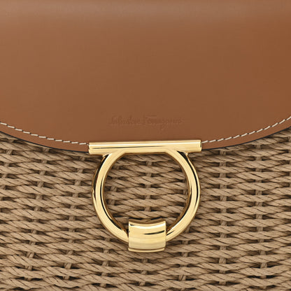 Salvatore Ferragamo Calfskin Wicker Margot Top Handle Satchel Brown 9 of 11