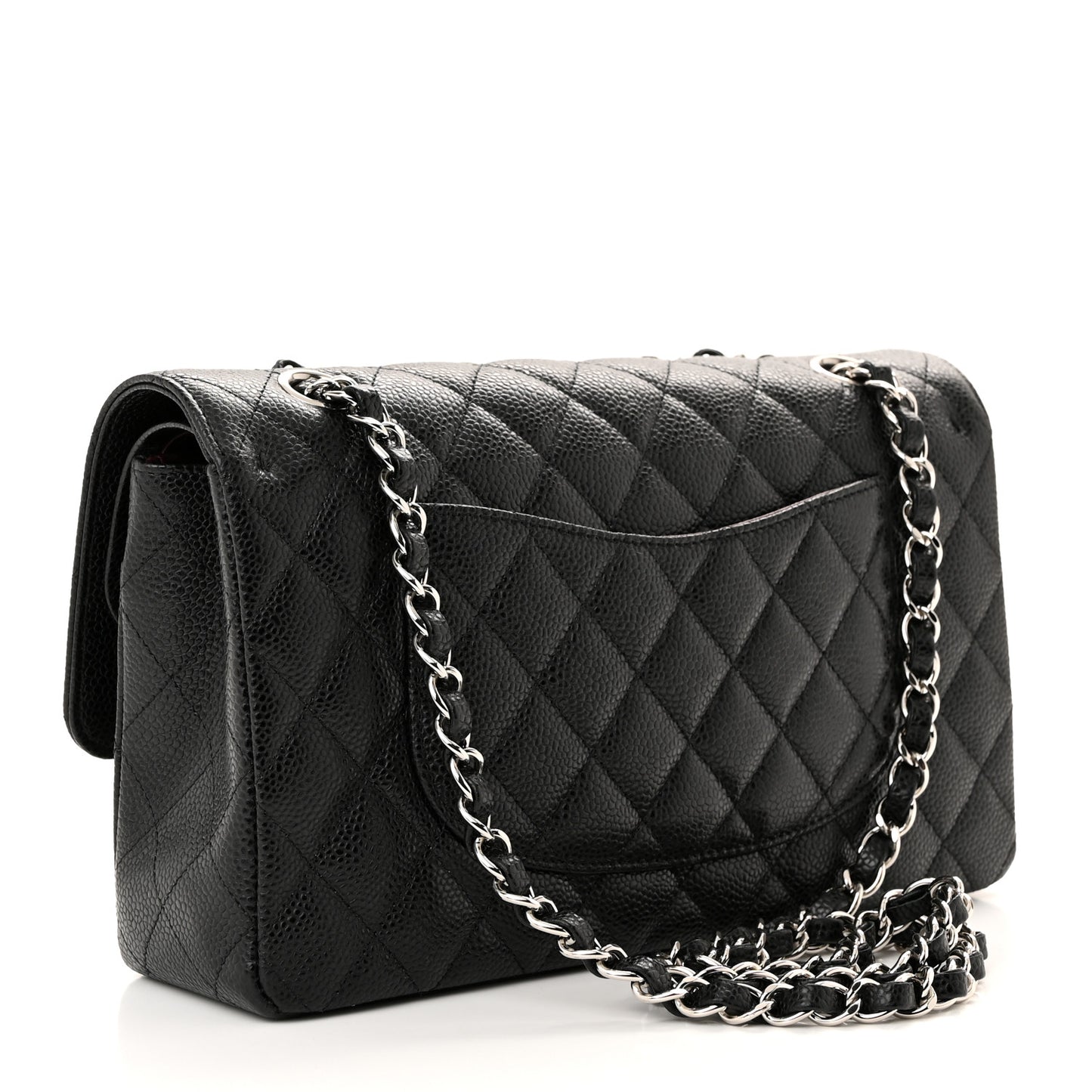 Caviar Quilted Medium Double Flap Black