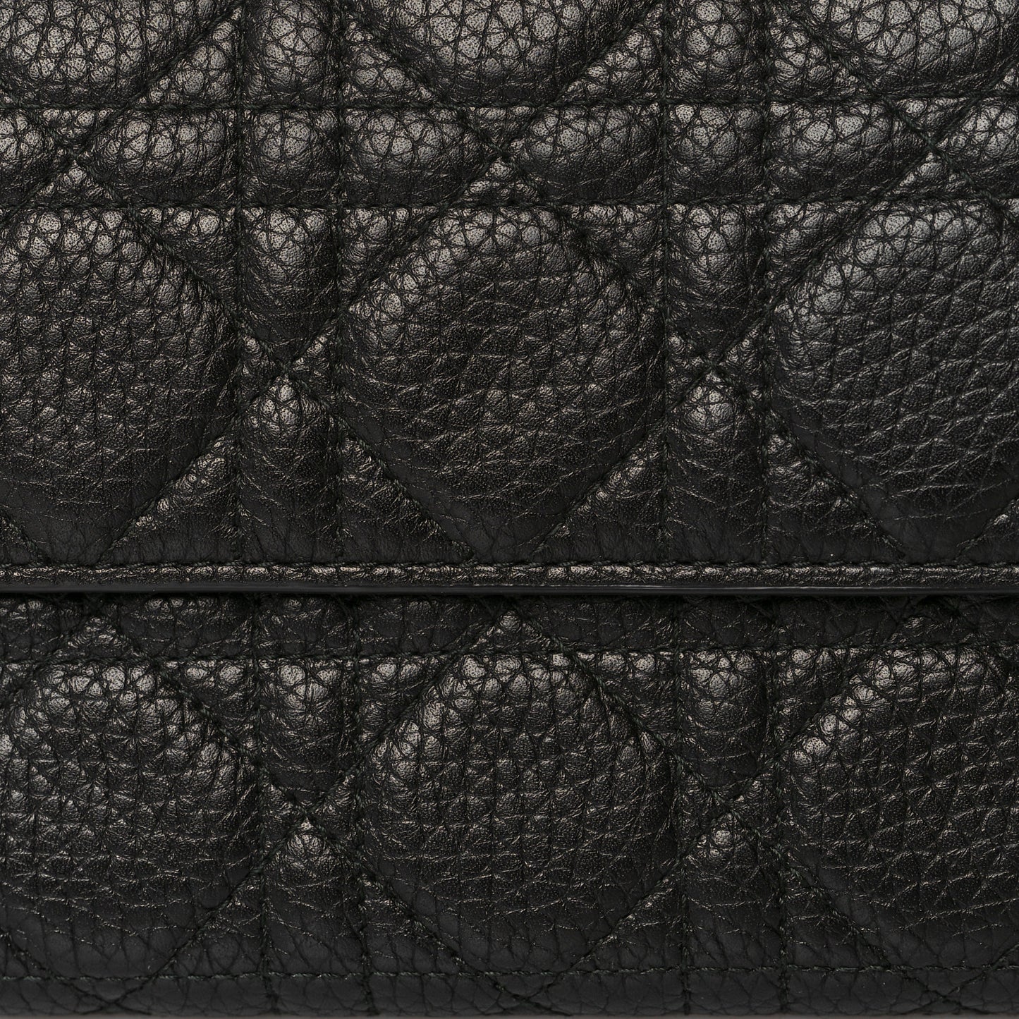 Grained Calfskin Cannage Lady Dior Rendezvous Wallet Black