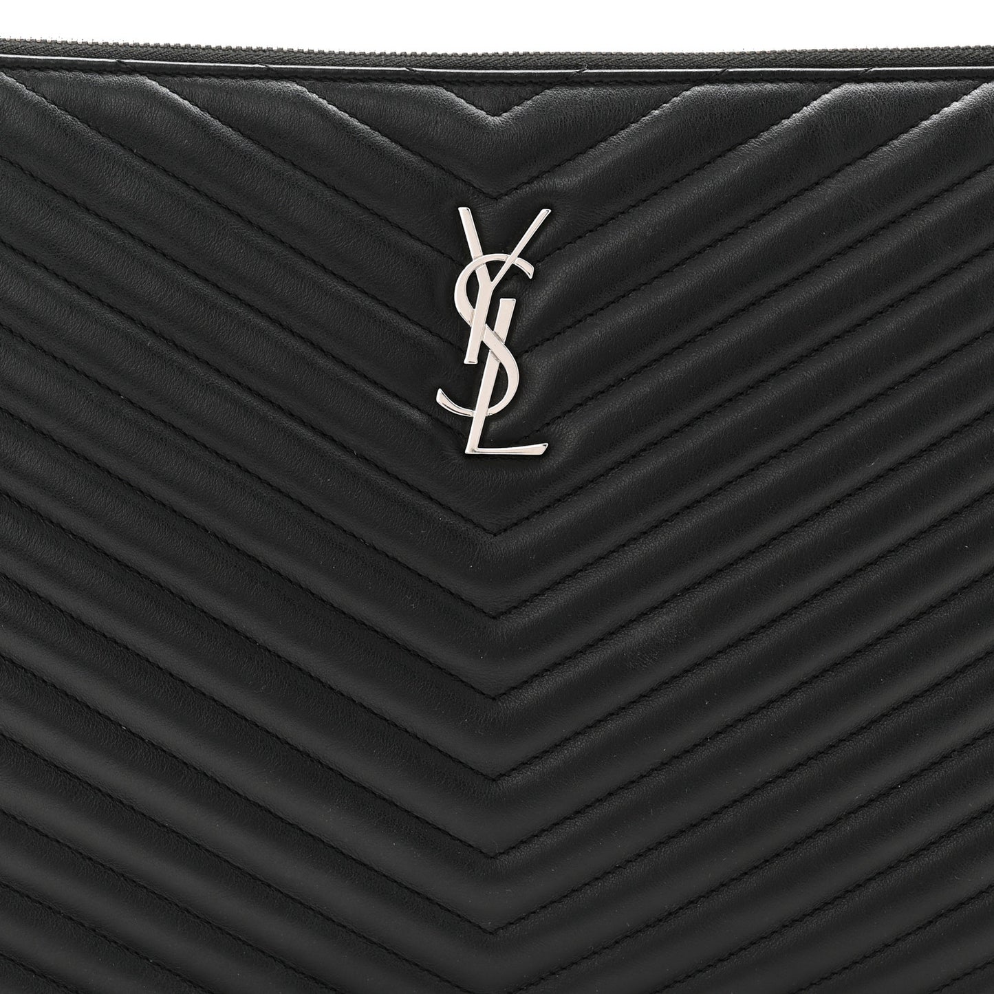 Calfskin Matelasse Chevron Monogram Document Holder Black