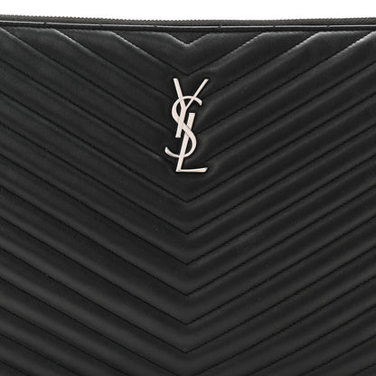 Saint Laurent Calfskin Matelasse Chevron Monogram Document Holder Black 8 of 10