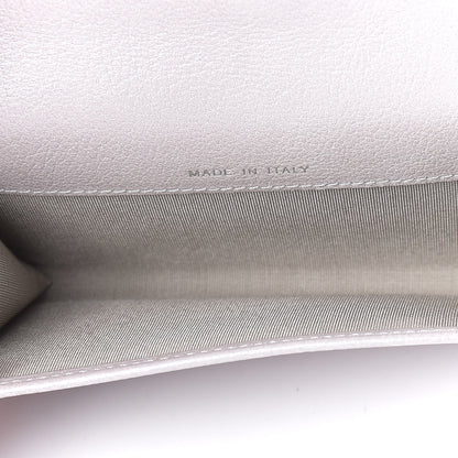 Chanel Metallic Goatskin Embossed Jacket Card Holder Silver 5 of 9