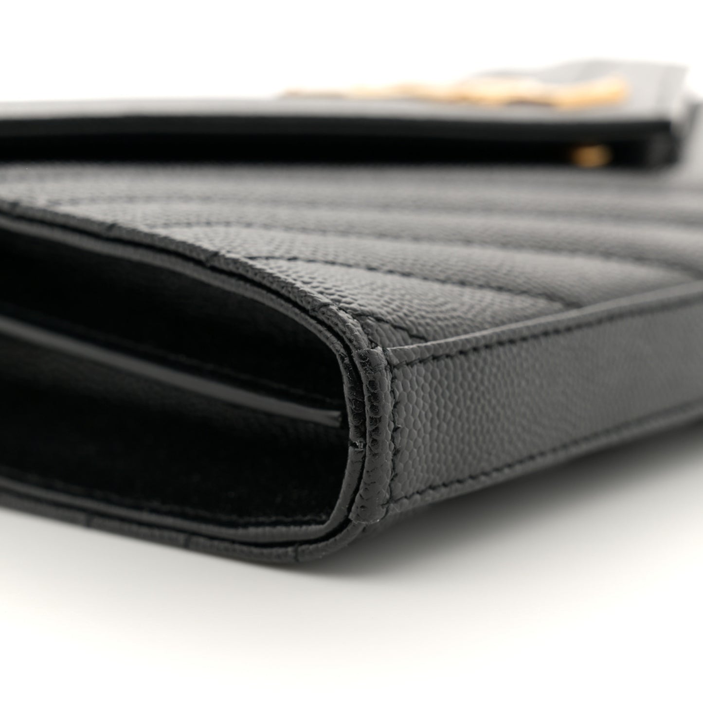 Grain De Poudre Matelasse Chevron Monogram Chain Wallet Black